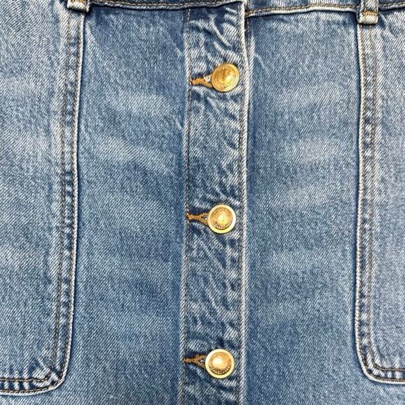 Michael Kors Womens Denim Gold Button Front Midi Skirt Size 8 - Picture 4 of 9